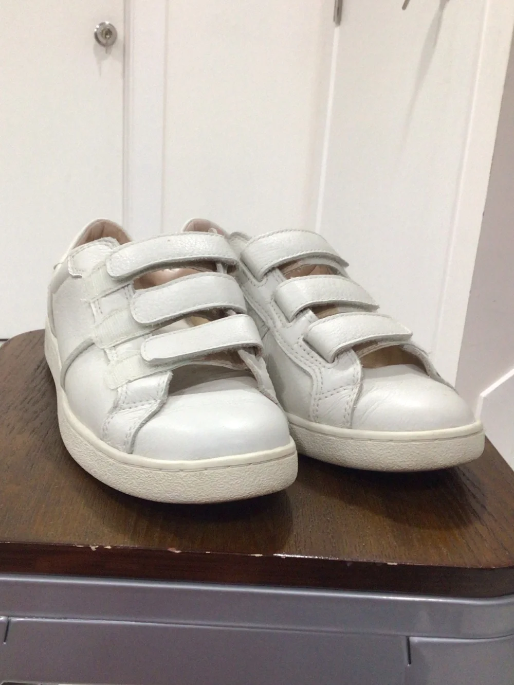 UGG White Triple-Strap Velcro Sneakers